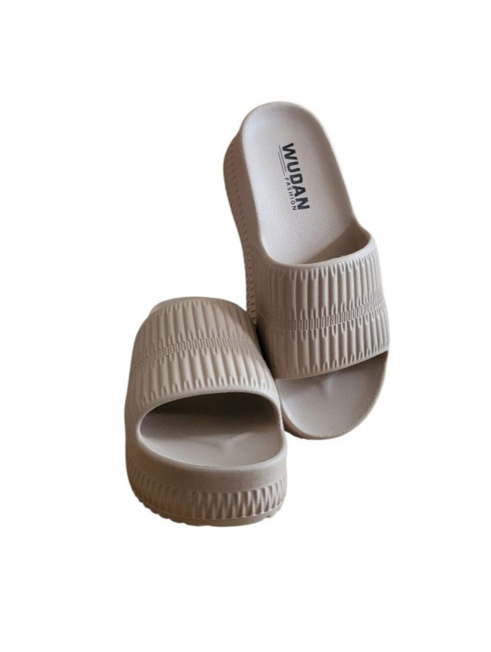 NWOT Wudan Fashion Women's Taupe Platform Slide Sandals -  EU 35